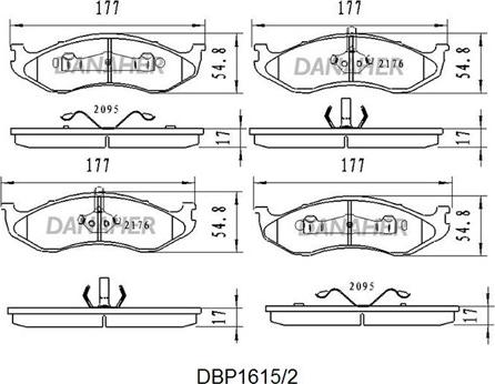 Danaher DBP1615/2 - Bremžu uzliku kompl., Disku bremzes www.autospares.lv