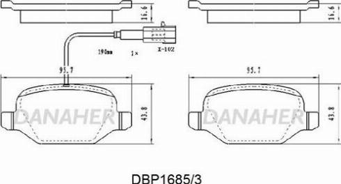 Danaher DBP1685/3 - Bremžu uzliku kompl., Disku bremzes www.autospares.lv