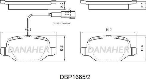 Danaher DBP1685/2 - Bremžu uzliku kompl., Disku bremzes www.autospares.lv