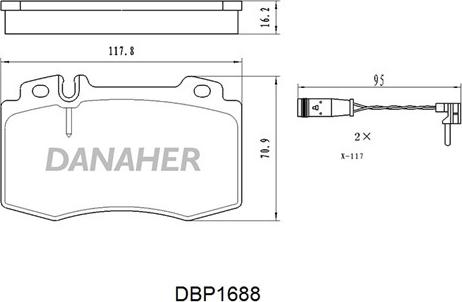 Danaher DBP1688 - Bremžu uzliku kompl., Disku bremzes autospares.lv