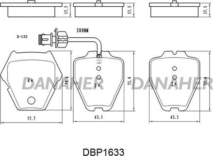 Danaher DBP1633 - Bremžu uzliku kompl., Disku bremzes autospares.lv