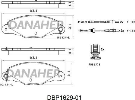 Danaher DBP1629-01 - Bremžu uzliku kompl., Disku bremzes www.autospares.lv