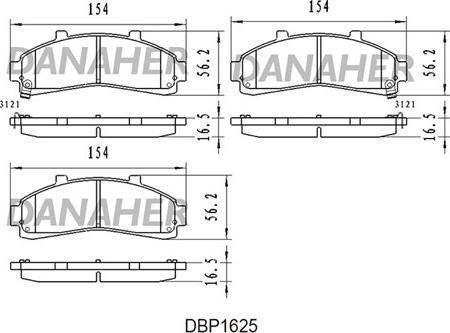 Danaher DBP1625 - Brake Pad Set, disc brake www.autospares.lv