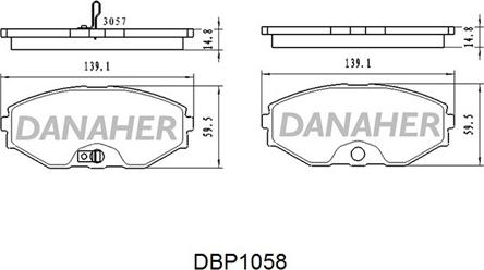 Danaher DBP1058 - Тормозные колодки, дисковые, комплект www.autospares.lv