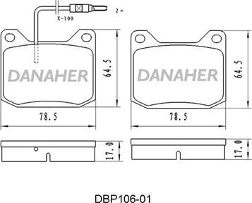 Danaher DBP106-01 - Тормозные колодки, дисковые, комплект www.autospares.lv