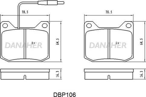 Danaher DBP106 - Тормозные колодки, дисковые, комплект www.autospares.lv