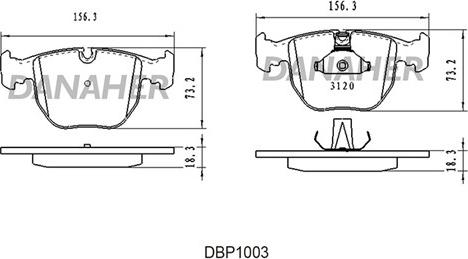 Danaher DBP1003 - Bremžu uzliku kompl., Disku bremzes www.autospares.lv