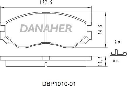 Danaher DBP1010-01 - Тормозные колодки, дисковые, комплект www.autospares.lv