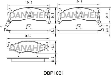 Danaher DBP1021 - Тормозные колодки, дисковые, комплект www.autospares.lv