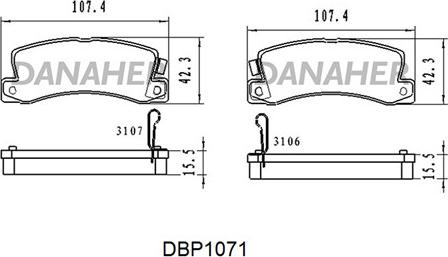 Danaher DBP1071 - Bremžu uzliku kompl., Disku bremzes www.autospares.lv