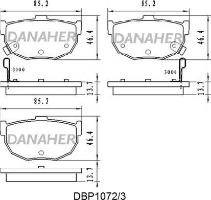 Danaher DBP1072/3 - Тормозные колодки, дисковые, комплект www.autospares.lv