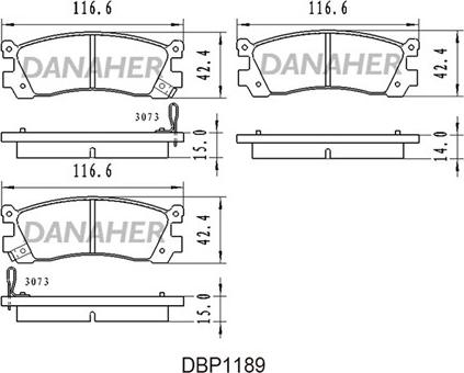 Danaher DBP1189 - Bremžu uzliku kompl., Disku bremzes www.autospares.lv