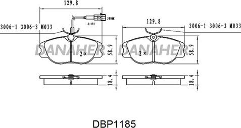 Danaher DBP1185 - Brake Pad Set, disc brake www.autospares.lv