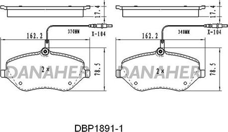 Danaher DBP1891/1 - Brake Pad Set, disc brake www.autospares.lv