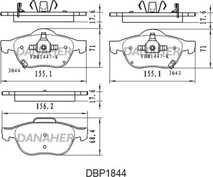 Danaher DBP1844 - Bremžu uzliku kompl., Disku bremzes autospares.lv