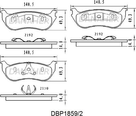 Danaher DBP1859/2 - Bremžu uzliku kompl., Disku bremzes autospares.lv