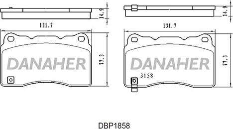 Danaher DBP1858 - Bremžu uzliku kompl., Disku bremzes www.autospares.lv