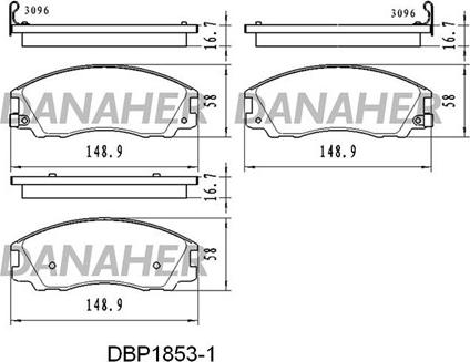 Danaher DBP1853/1 - Bremžu uzliku kompl., Disku bremzes www.autospares.lv