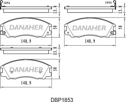 Danaher DBP1853 - Bremžu uzliku kompl., Disku bremzes www.autospares.lv