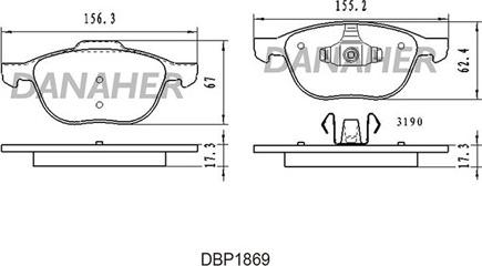 Danaher DBP1869 - Bremžu uzliku kompl., Disku bremzes autospares.lv