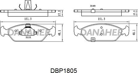 Danaher DBP1805 - Bremžu uzliku kompl., Disku bremzes autospares.lv