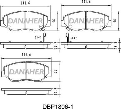 Danaher DBP1806/1 - Bremžu uzliku kompl., Disku bremzes autospares.lv