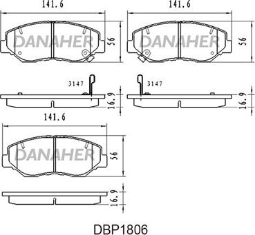 Danaher DBP1806 - Bremžu uzliku kompl., Disku bremzes autospares.lv