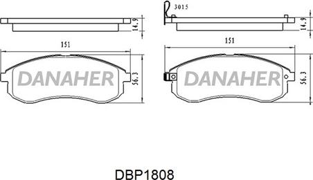 Danaher DBP1808 - Bremžu uzliku kompl., Disku bremzes www.autospares.lv