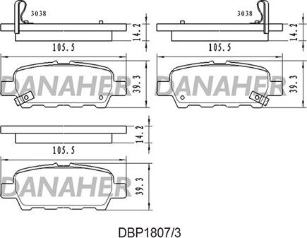 Danaher DBP1807/3 - Bremžu uzliku kompl., Disku bremzes www.autospares.lv