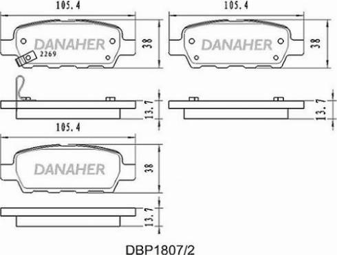 Danaher DBP1807/2 - Bremžu uzliku kompl., Disku bremzes www.autospares.lv