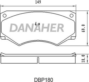 Danaher DBP180 - Bremžu uzliku kompl., Disku bremzes autospares.lv