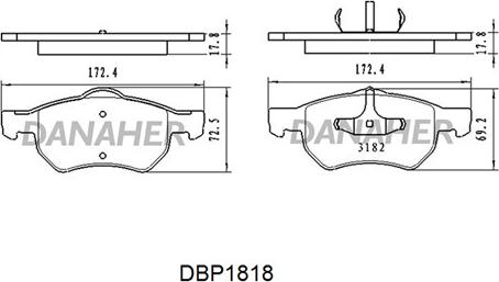 Danaher DBP1818 - Bremžu uzliku kompl., Disku bremzes autospares.lv