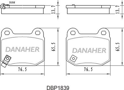 Danaher DBP1839 - Brake Pad Set, disc brake www.autospares.lv