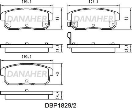 Danaher DBP1829/2 - Bremžu uzliku kompl., Disku bremzes www.autospares.lv