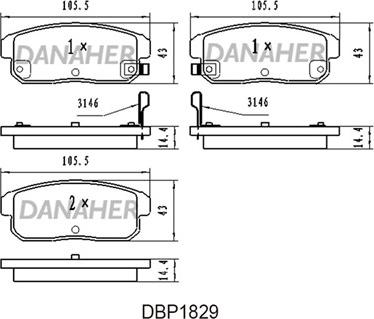 Danaher DBP1829 - Bremžu uzliku kompl., Disku bremzes www.autospares.lv