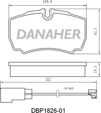 Danaher DBP1826-01 - Brake Pad Set, disc brake www.autospares.lv