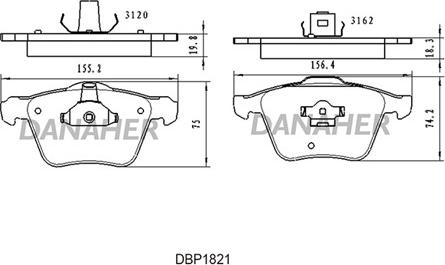 Danaher DBP1821 - Bremžu uzliku kompl., Disku bremzes autospares.lv