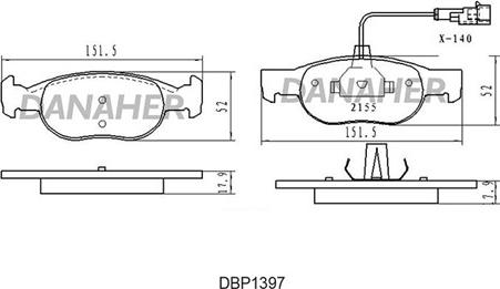 Danaher DBP1397 - Bremžu uzliku kompl., Disku bremzes autospares.lv