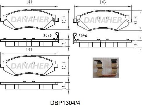 Danaher DBP1304/4 - Bremžu uzliku kompl., Disku bremzes autospares.lv