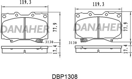 Danaher DBP1308 - Bremžu uzliku kompl., Disku bremzes autospares.lv