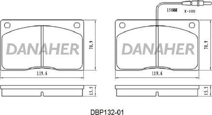 Danaher DBP132-01 - Bremžu uzliku kompl., Disku bremzes autospares.lv