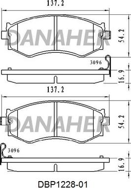 Danaher DBP1228-01 - Тормозные колодки, дисковые, комплект www.autospares.lv