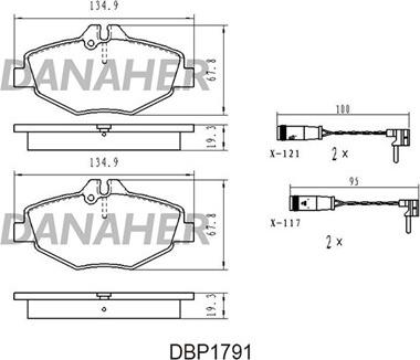 Danaher DBP179/1 - Тормозные колодки, дисковые, комплект www.autospares.lv