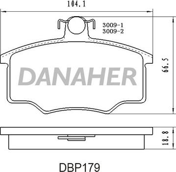 Danaher DBP179 - Тормозные колодки, дисковые, комплект www.autospares.lv