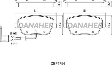 Danaher DBP1754 - Bremžu uzliku kompl., Disku bremzes autospares.lv