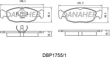 Danaher DBP1755/1 - Brake Pad Set, disc brake www.autospares.lv