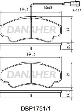 Danaher DBP1751/1 - Тормозные колодки, дисковые, комплект www.autospares.lv