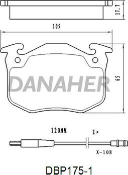 Danaher DBP175/1 - Тормозные колодки, дисковые, комплект www.autospares.lv