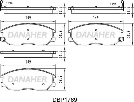 Danaher DBP1769 - Bremžu uzliku kompl., Disku bremzes www.autospares.lv