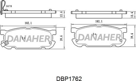 Danaher DBP1762 - Bremžu uzliku kompl., Disku bremzes www.autospares.lv